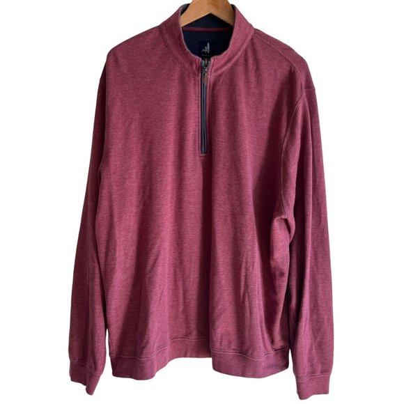 Johnnie-O Surf 1/4 Zip Mock Neck XXL Pullover Scarlet Heather Long Sleeve - Picture 1 of 11